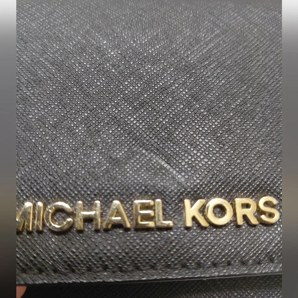 Michael Kors Black Wallet Clutch with Gold Logo - Picture 10 of 11